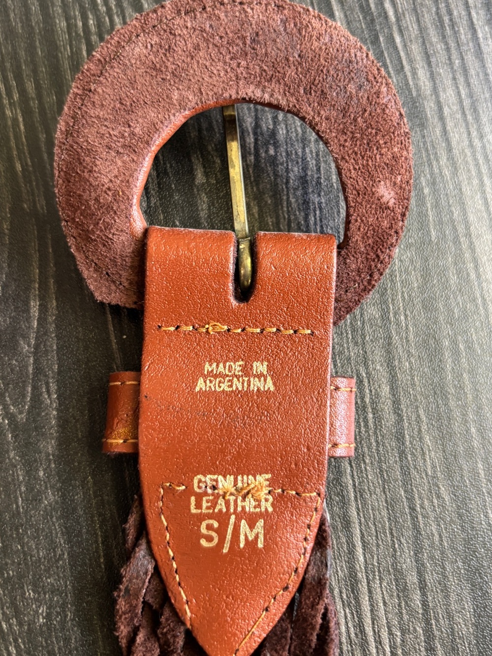 Women's Braided Leather Belt. Size S/M. Brown. Made in Argentina. SKU 21. - Picture 3 of 6